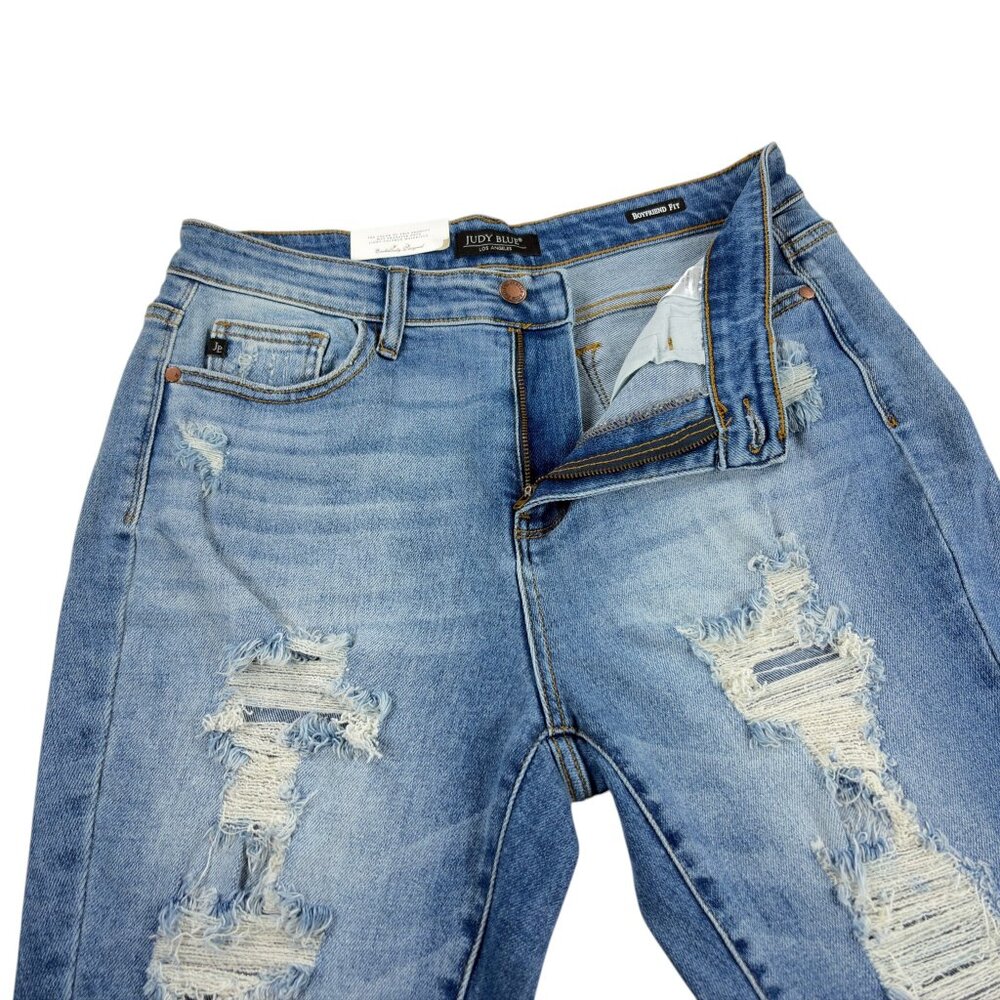 Judy Blue Distressed Boyfriend Fit High Rise Stretch Jeans Womens Size 9/29 NEW